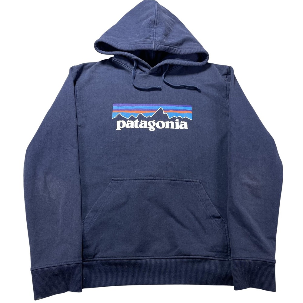 Patagonia Uprisal Hoodie Mens Medium Blue P-6 Logo Fleece Sweatshirt Pullover
